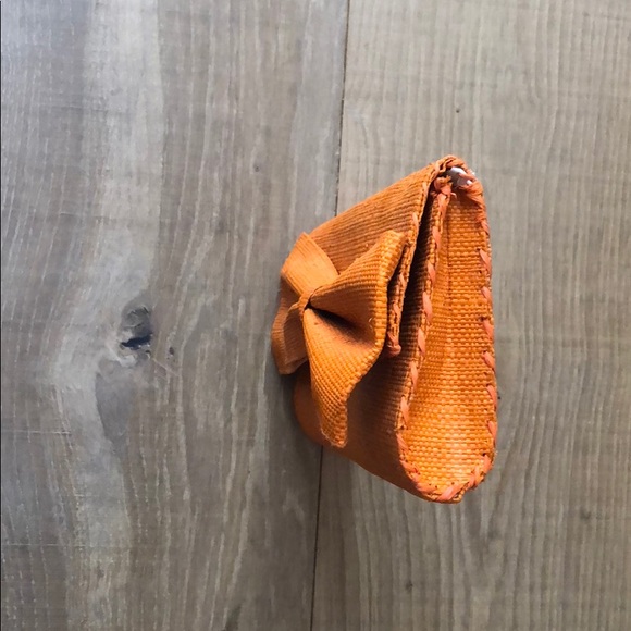 Mar Y Sol Orange Basketweave Clutch Purse - Picture 3 of 4